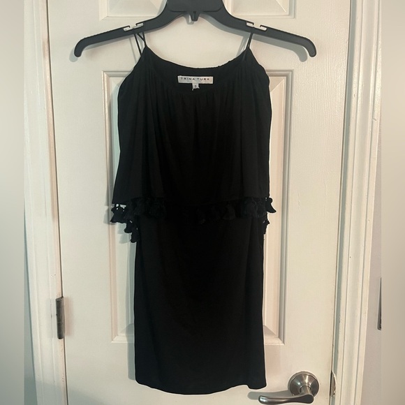 TRINA TURK Womens New Black Strapless Sheath Dress tassel size small - Picture 3 of 5
